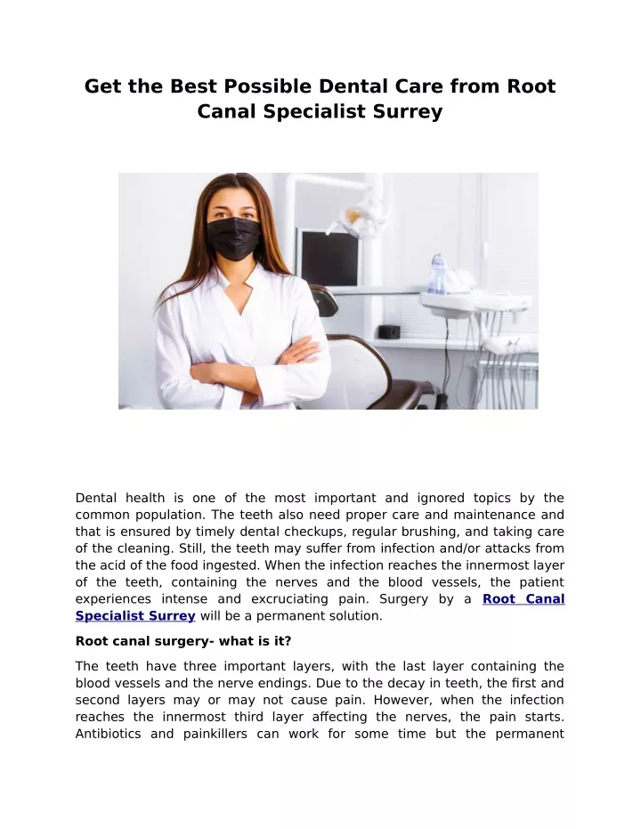 get the best possible dental care from root canal