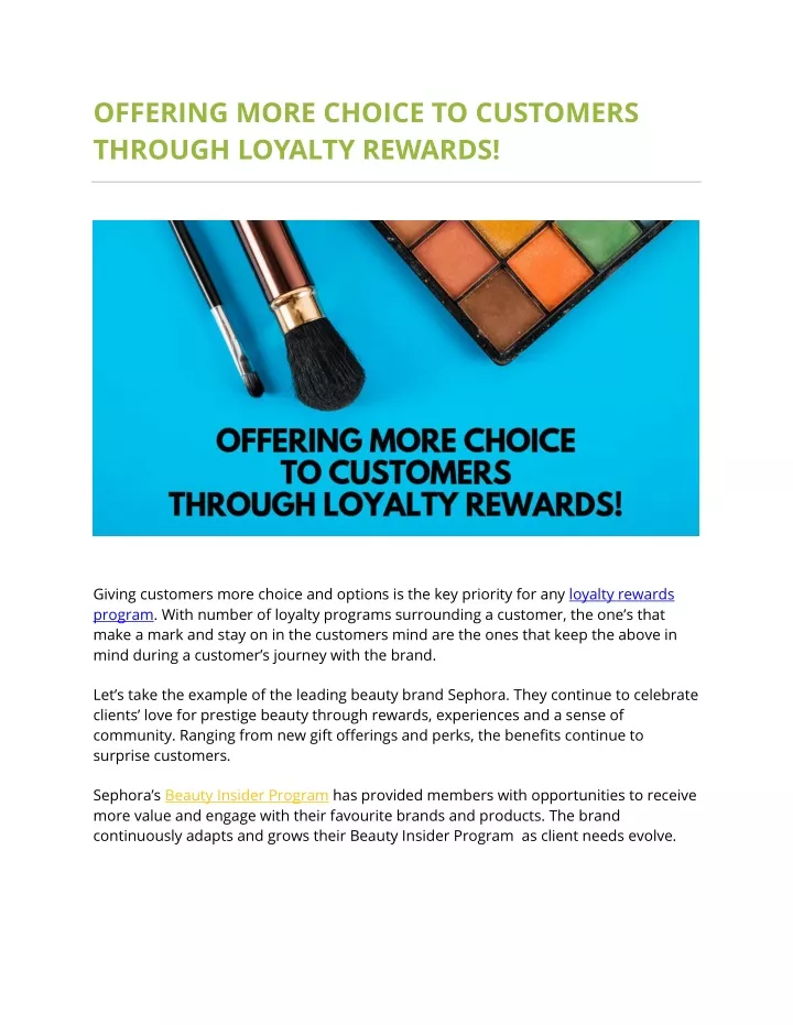 offering more choice to customers through loyalty
