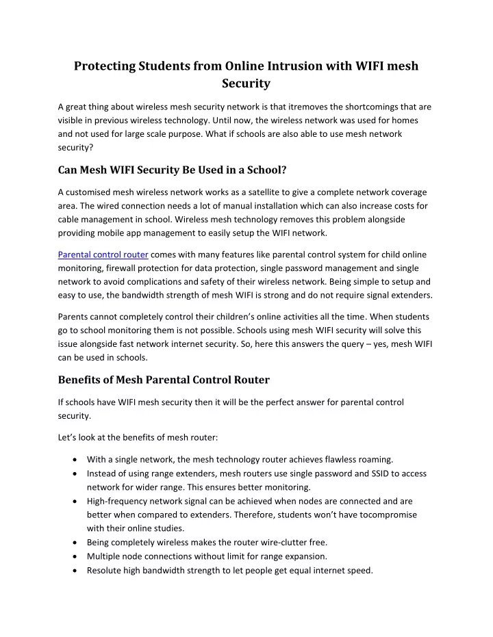 protecting students from online intrusion with
