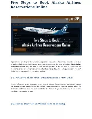 five steps to book alaska airlines reservations