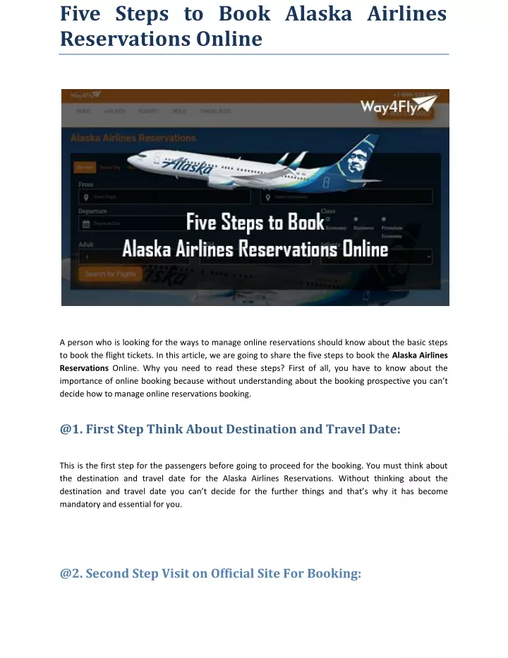 five steps to book alaska airlines reservations