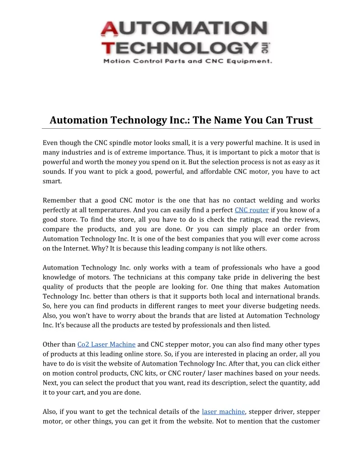 automation technology inc the name you can trust