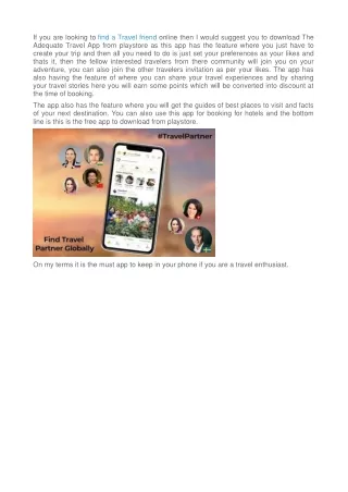 if you are looking to find a travel friend online