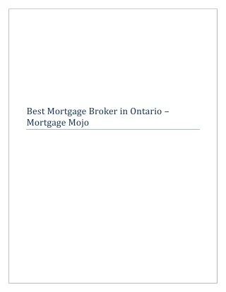 Best Mortgage Broker in Ontario