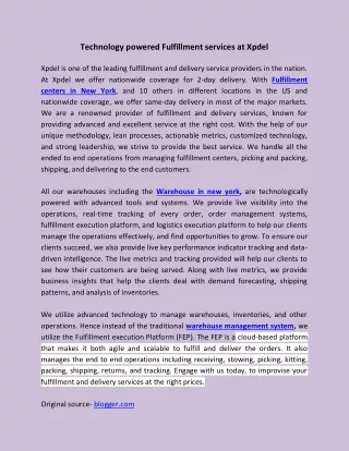 technology powered fulfillment services at xpdel