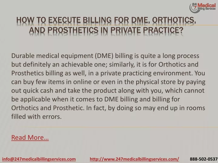 how to execute billing for dme orthotics