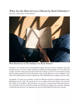 what are the main services offered by book