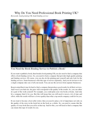why do you need professional book printing