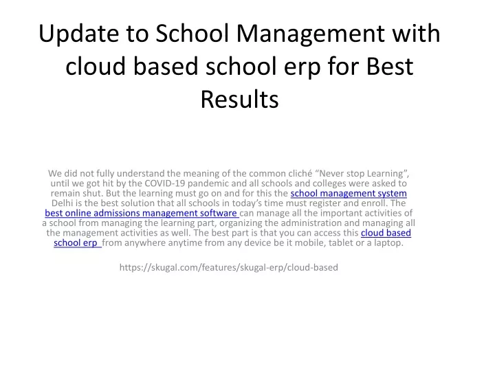 update to school management with cloud based school erp for best results