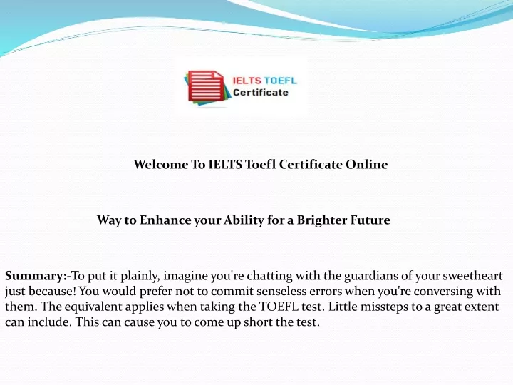 welcome to ielts toefl certificate online