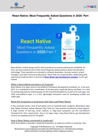 react native most frequently asked questions