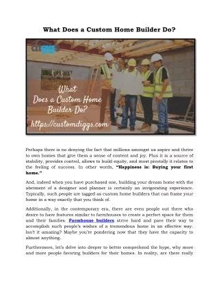 what does a custom home builder do