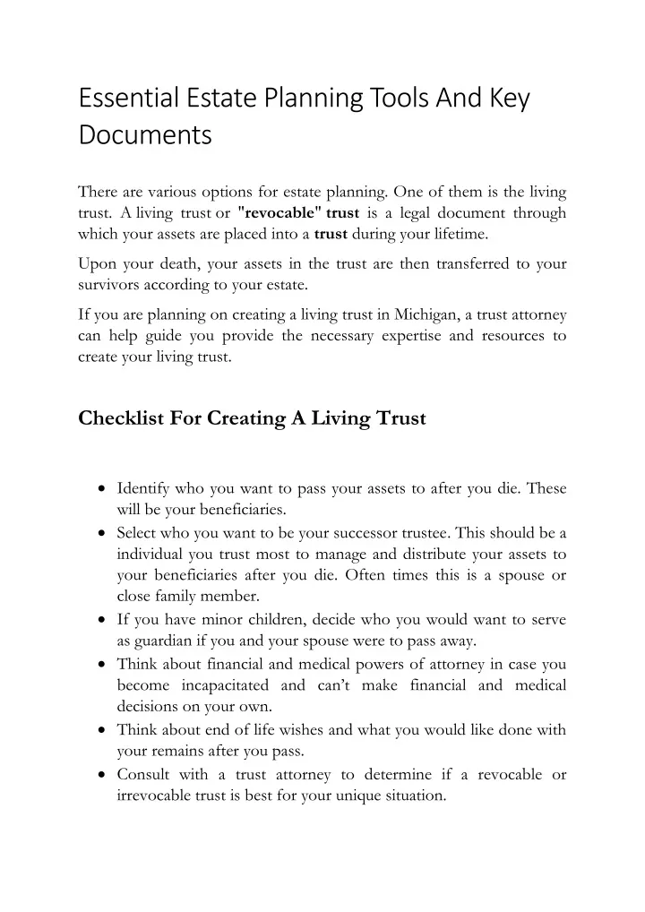 essential estate planning tools and key documents