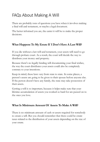 faqs about making a will