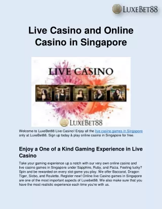 Live Casino in Singapore - LuxeBet88