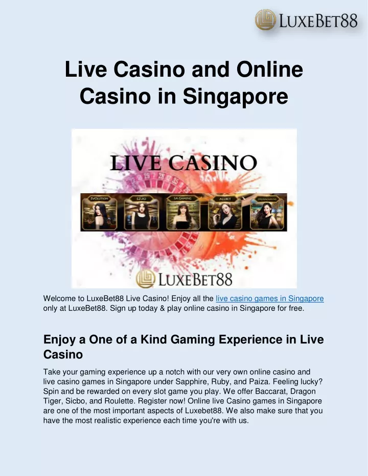 live casino and online casino in singapore