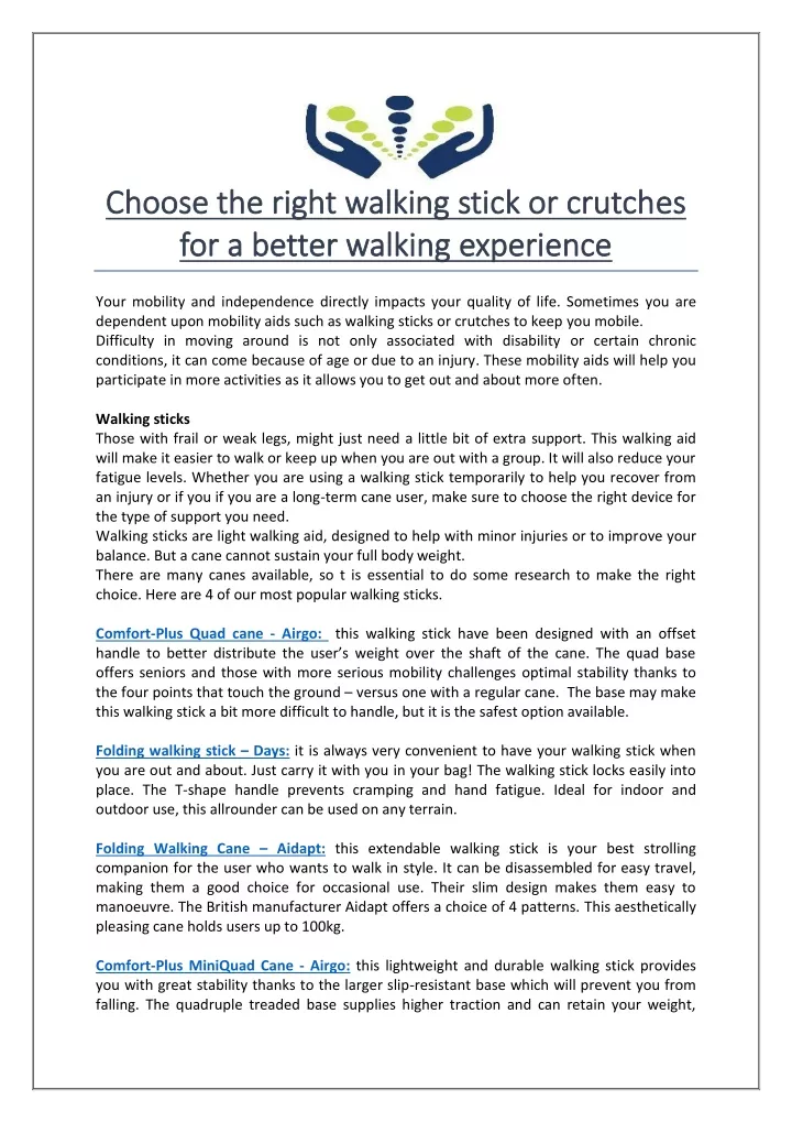 choose the right walking stick or crutch choose