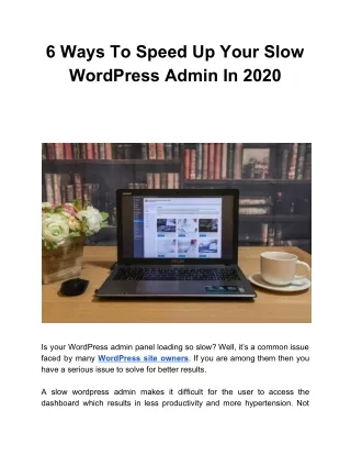 6 ways to speed up your slow wordpress admin