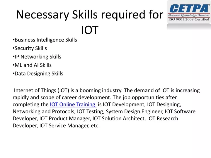 necessary skills required for iot