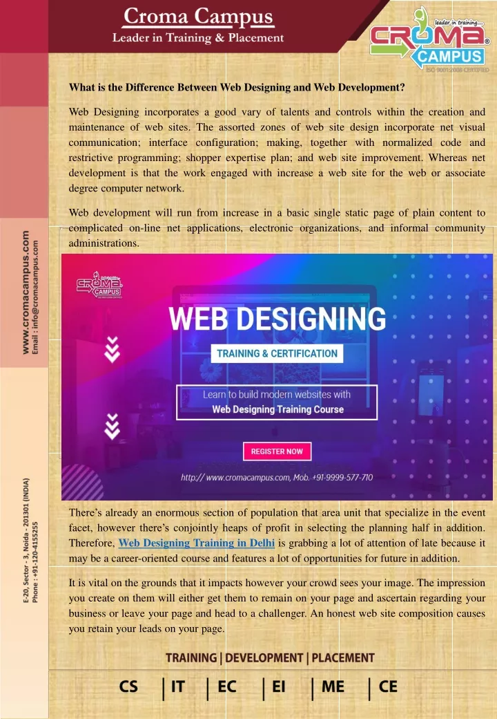 what is the difference between web designing