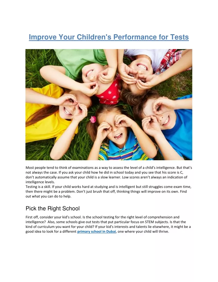 improve your children s performance for tests