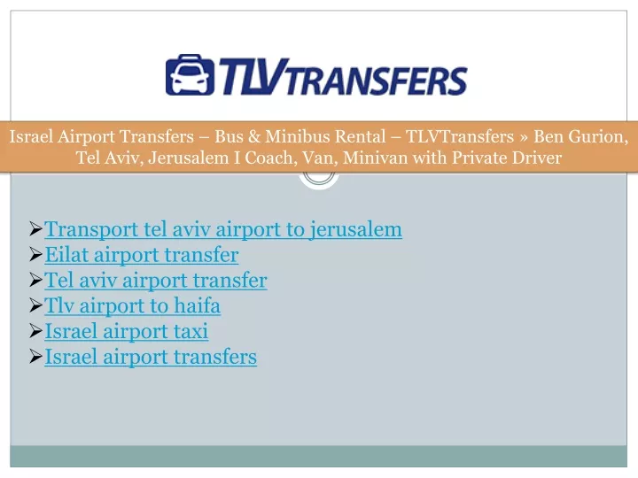 israel airport transfers bus minibus rental