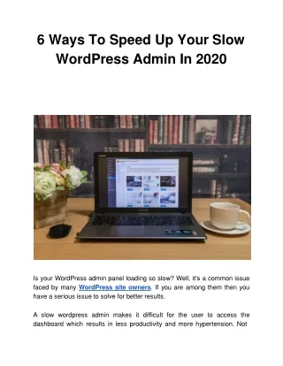 6 ways to speed up your slow wordpress admin in 2020