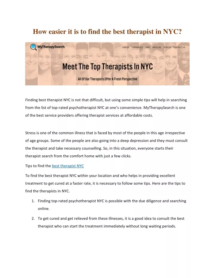 how easier it is to find the best therapist in nyc