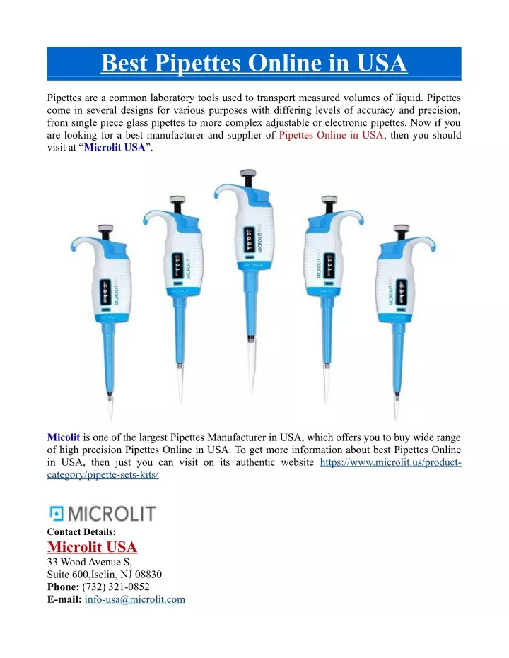 best pipettes online in usa