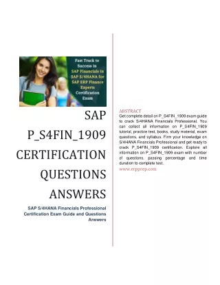 Latest Questions and Exam Details for SAP P_S4FIN_1909 Certification Exam