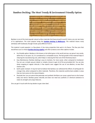 bamboo decking the most trendy environment