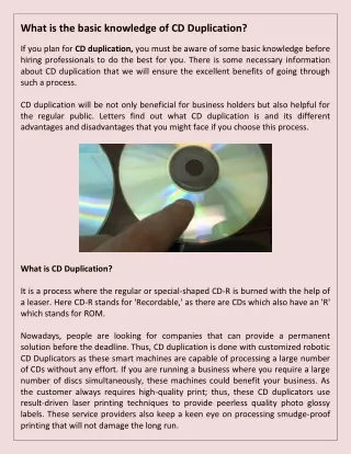 what is the basic knowledge of cd duplication