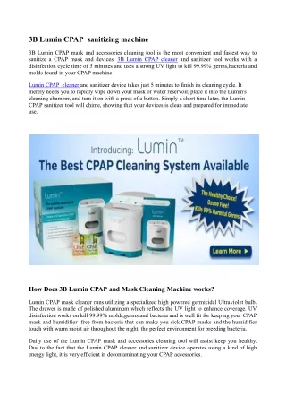 3b lumin cpap sanitizing machine