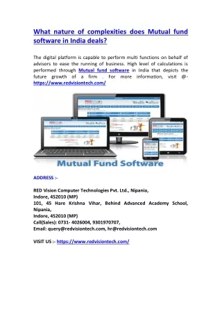 what nature of complexities does mutual fund
