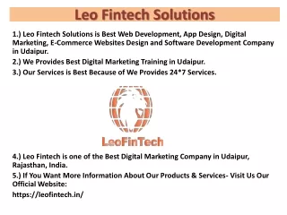 Best Web Design Company in Udaipur - Leo FinTech Solutions