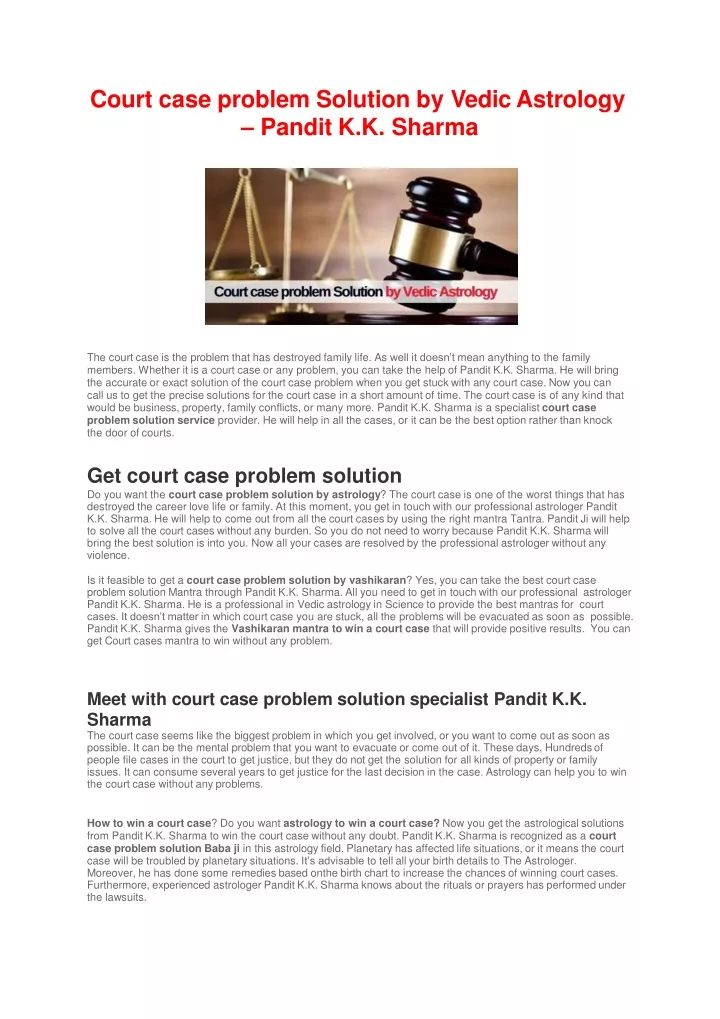 court case problem solution by vedic astrology