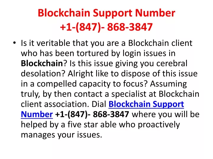 blockchain support number 1 847 868 3847