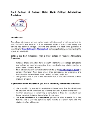B.ed College of Gujarat Make Their College Admissions Decision