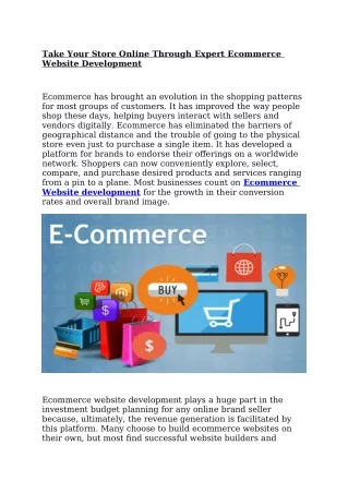 take your store online through expert ecommerce