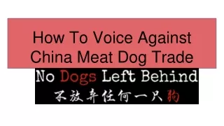 How To Voice Against China Meat Dog Trade