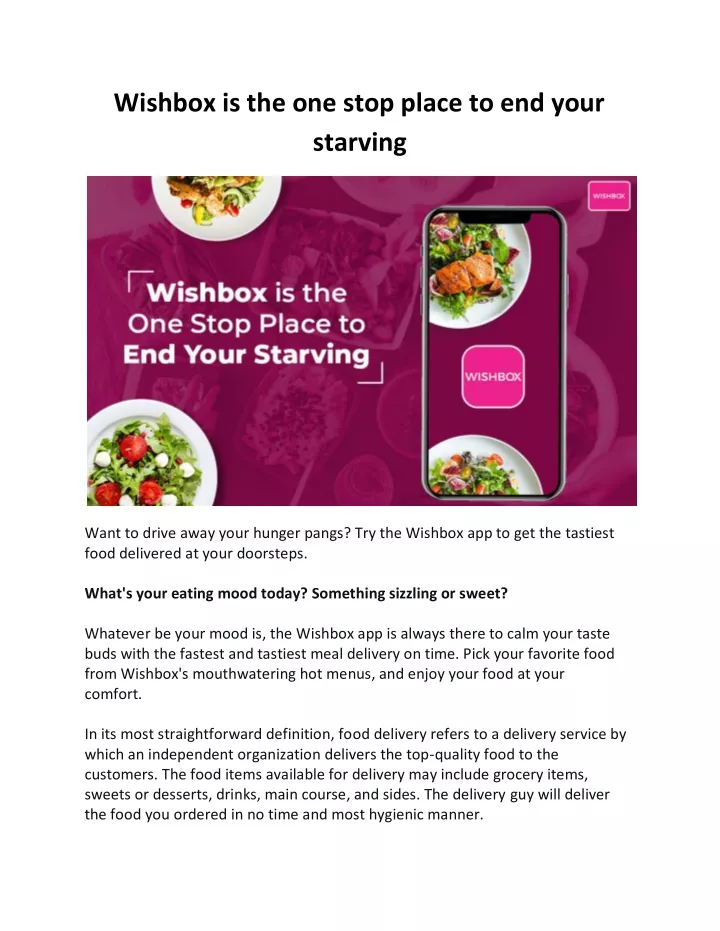 wishbox is the one stop place to end your starving