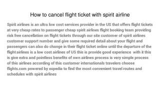 How to cancel flight ticket with spirit airline