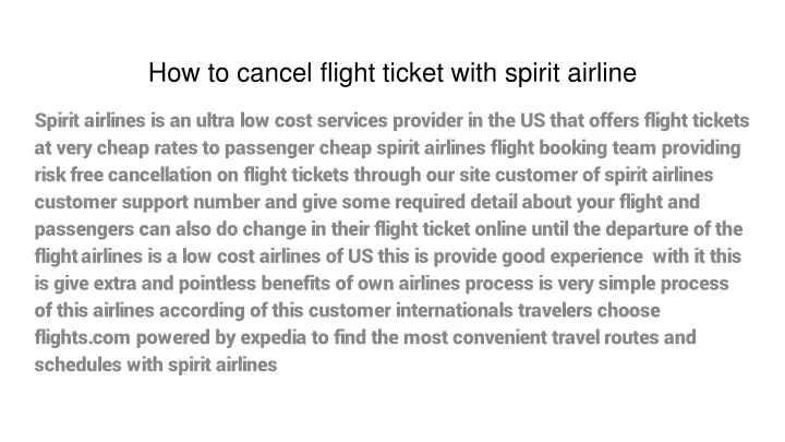 how to cancel flight ticket with spirit airline