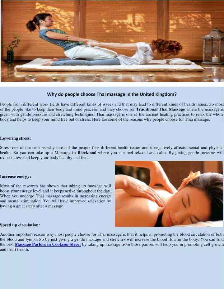 why do people choose thai massage in the united
