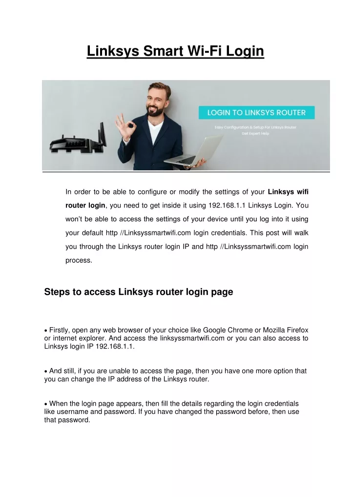 linksys smart wi fi login