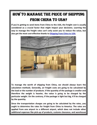Shipping from China to USA | Chinafreight.com