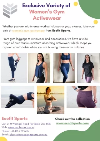 Exclusive Variety  of Women’s Gym Activewear