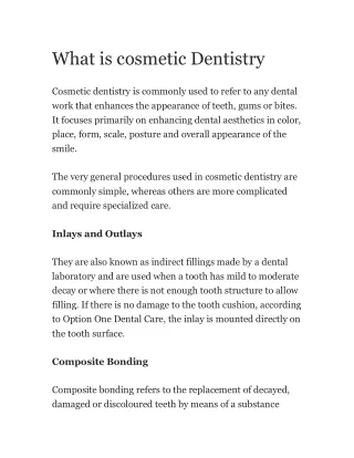 What is Cosmetic and Dentistry