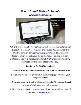 how to fix avg startup problems www avg com retail