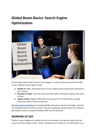 global boom basics search engine optimization